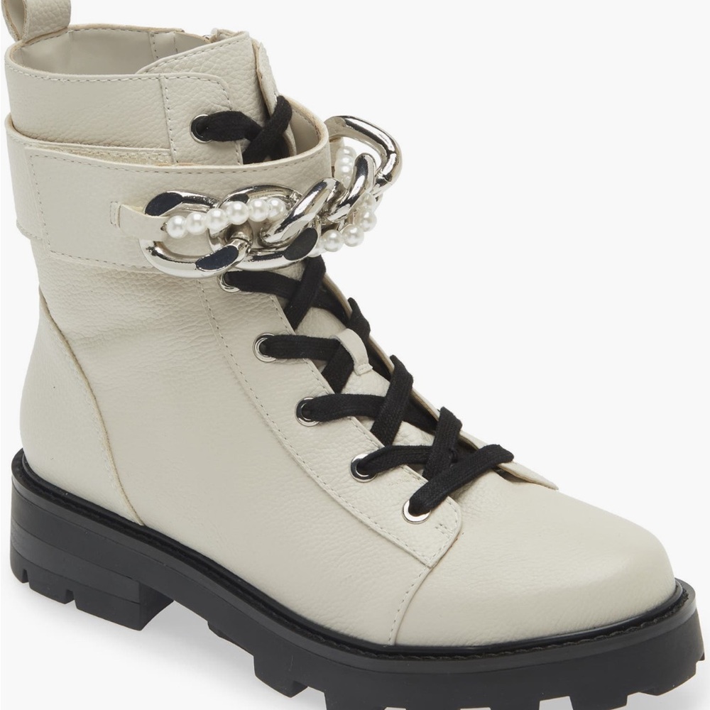 Karl Lagerfeld Paris Curb Chain Lug Sole Combat Boot NIB
